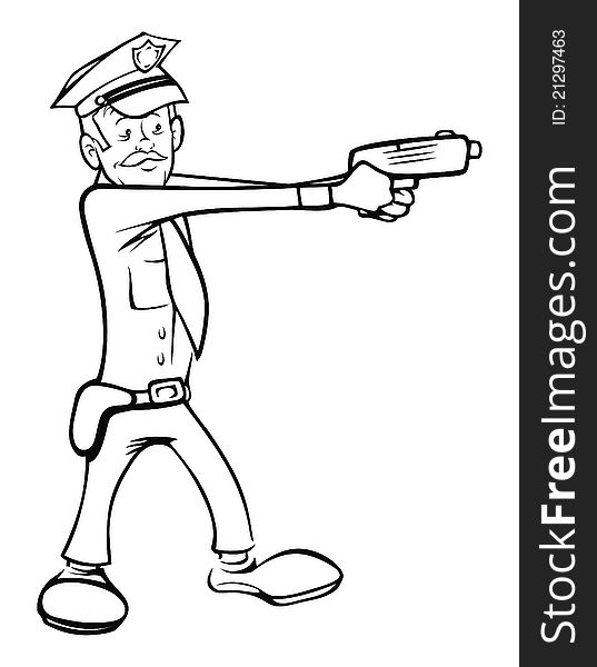 Policeman shooting outline