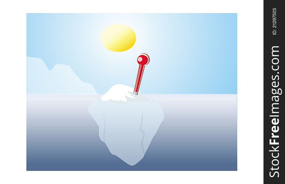 Cartoon illustration of an iceberg global warming