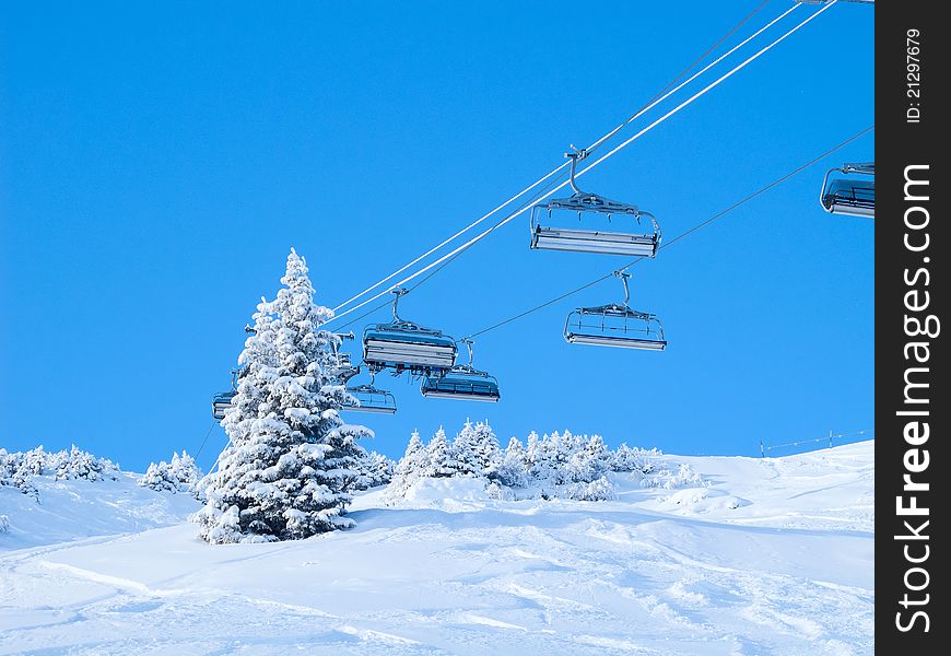 Slope on the skiing resort Flumserberg. Switzerland. Slope on the skiing resort Flumserberg. Switzerland