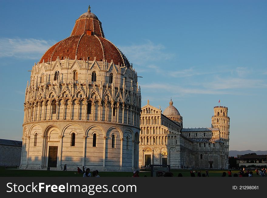 The Piazza dei Miracoli at sunset, Pisa