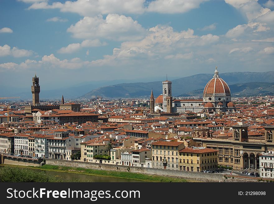 A view of Florence, Tuscany, Italy taken from Piazzale Michelangelo