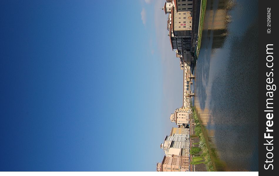 The Arno River and the Ponte Vecchio. The Arno River and the Ponte Vecchio