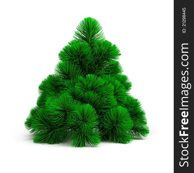 3d small green pine. 3d image. White background. 3d small green pine. 3d image. White background.