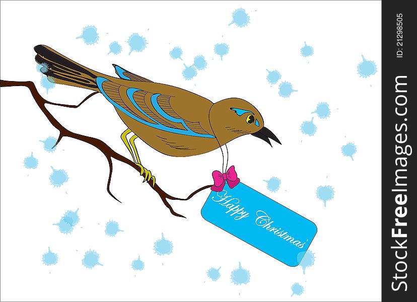 Bird on a branch with a greeting card