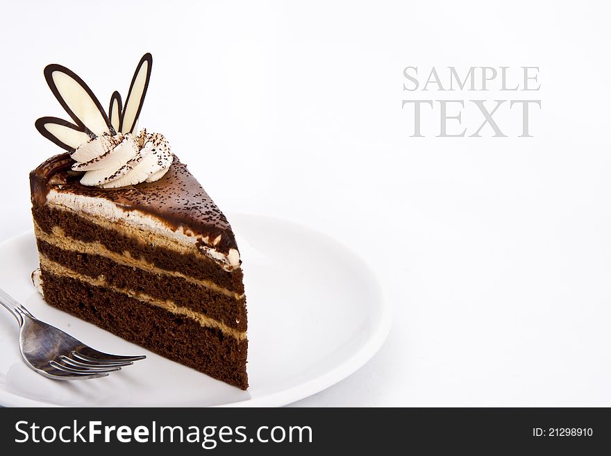 Three Layers Chocolate Cake Isolated background