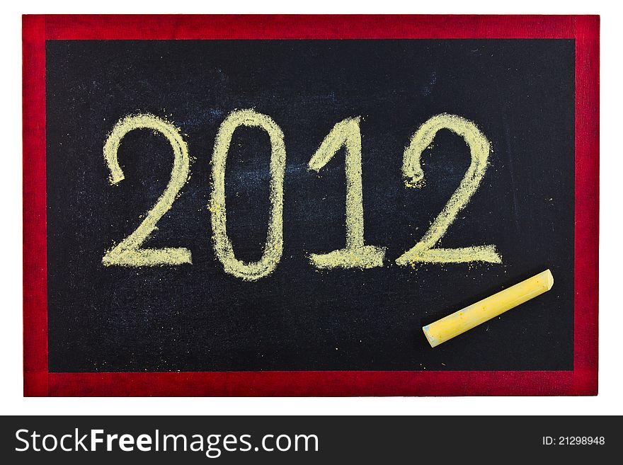 2012 year written on red blackboard. 2012 year written on red blackboard