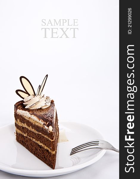Three Layers Chocolate Cake Isolated background