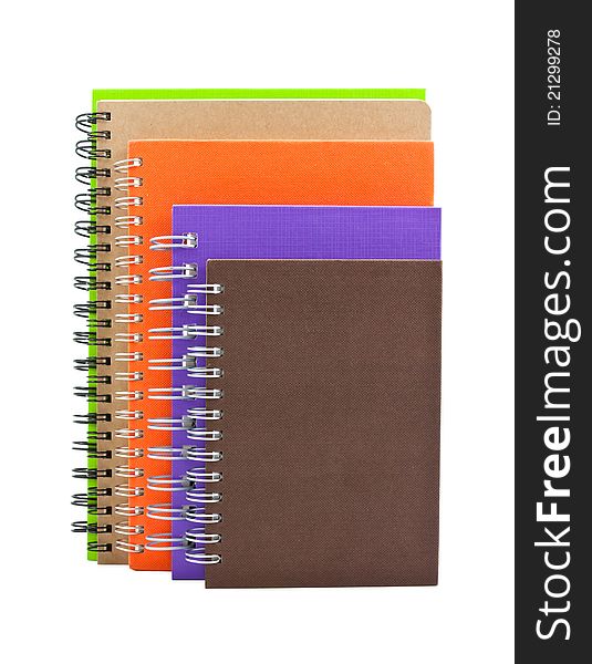 Stack of notebook on white background, office equipment