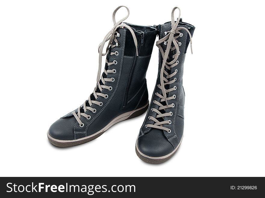 Comfortable high boots with laces for walks and hikes. Comfortable high boots with laces for walks and hikes