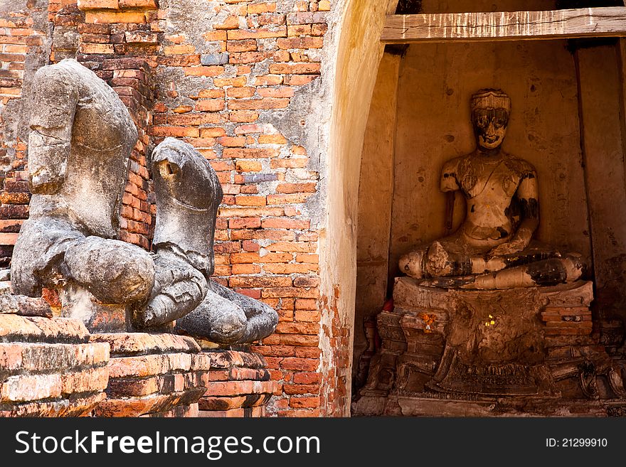 Buddha image in wat chaiwattanaram, ayutthaya, thailand