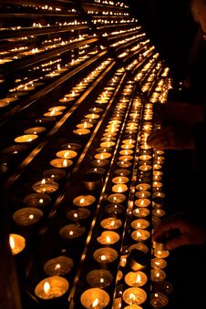 Burning Candles Inside A Cathe Stock Photo Burning Candles Inside A Cathe Stock Photo