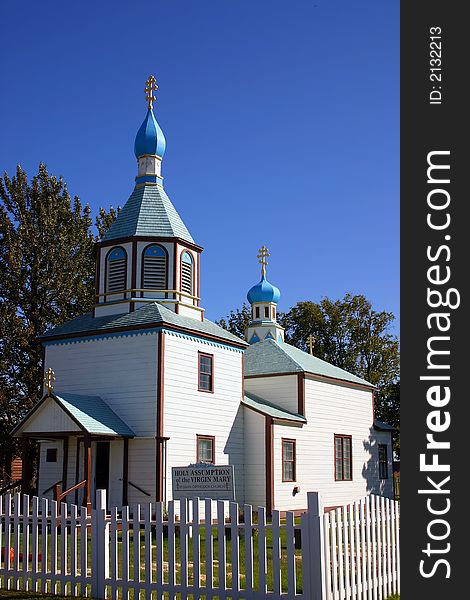 Wooden Russian Orthodox Chruch, a monument of Russian heritage in Alaska, USA. Wooden Russian Orthodox Chruch, a monument of Russian heritage in Alaska, USA