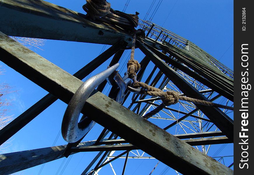 A crane hook for maintenance at high voltage mast. A crane hook for maintenance at high voltage mast.