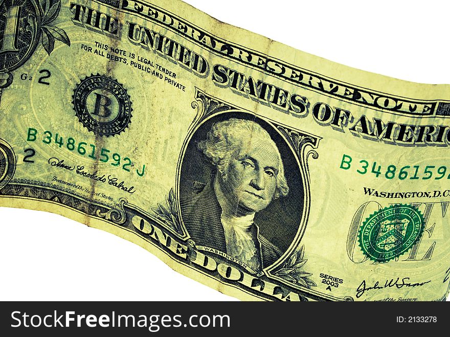 Close up of the American dollar placed on white background. Close up of the American dollar placed on white background