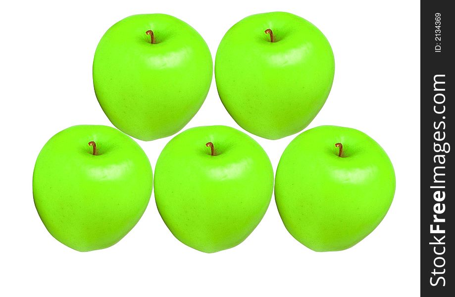 Apples green colors isolated, insulated, on a absolutely white background. Apples green colors isolated, insulated, on a absolutely white background