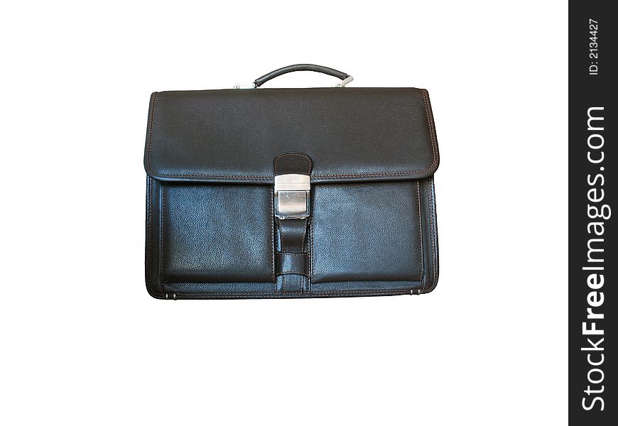 Briefcase Leather Isolated