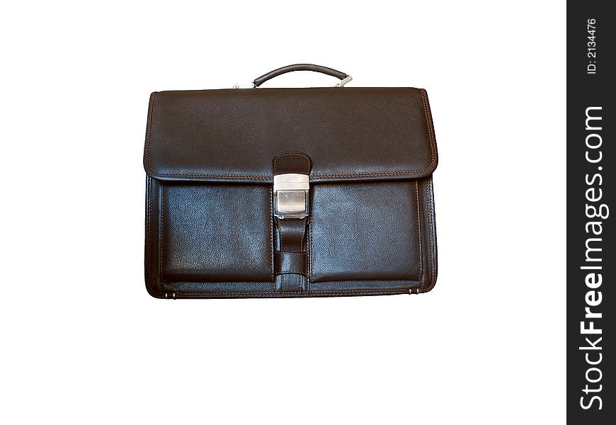 Briefcase leather isolated