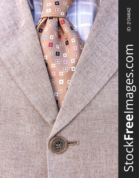 A businessman, clothing. Closeup of a tie and shirt