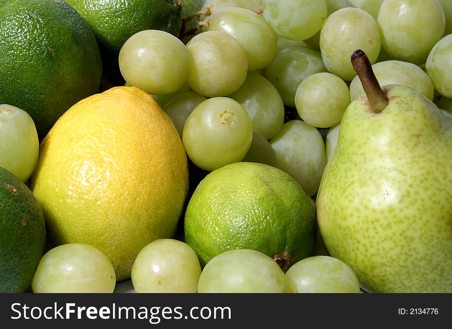 Set of green tasty fresh fruits and berries. Set of green tasty fresh fruits and berries