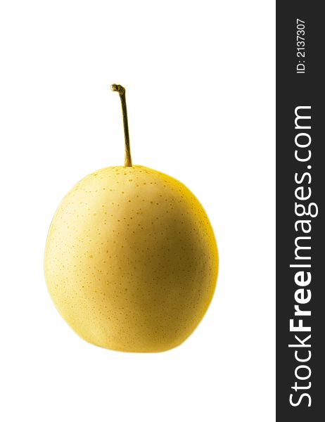 Yellow big Chinese pear on  white background
