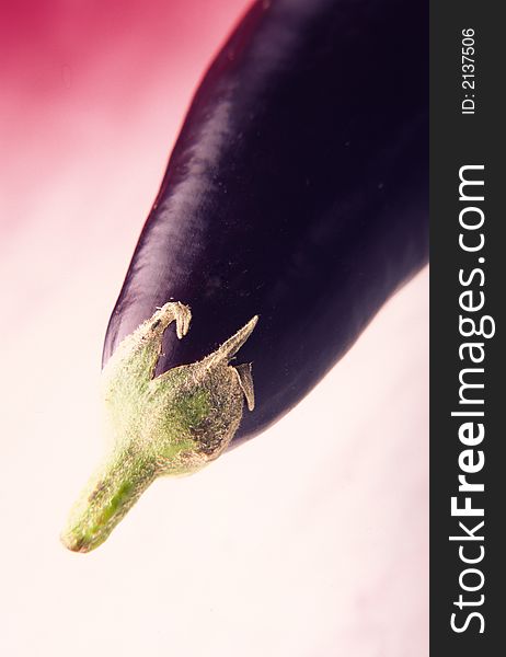 Large eggplant lays for preparation of  dish. Large eggplant lays for preparation of  dish