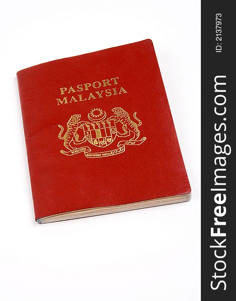 Close up on Malaysia Passport in isolated background.
