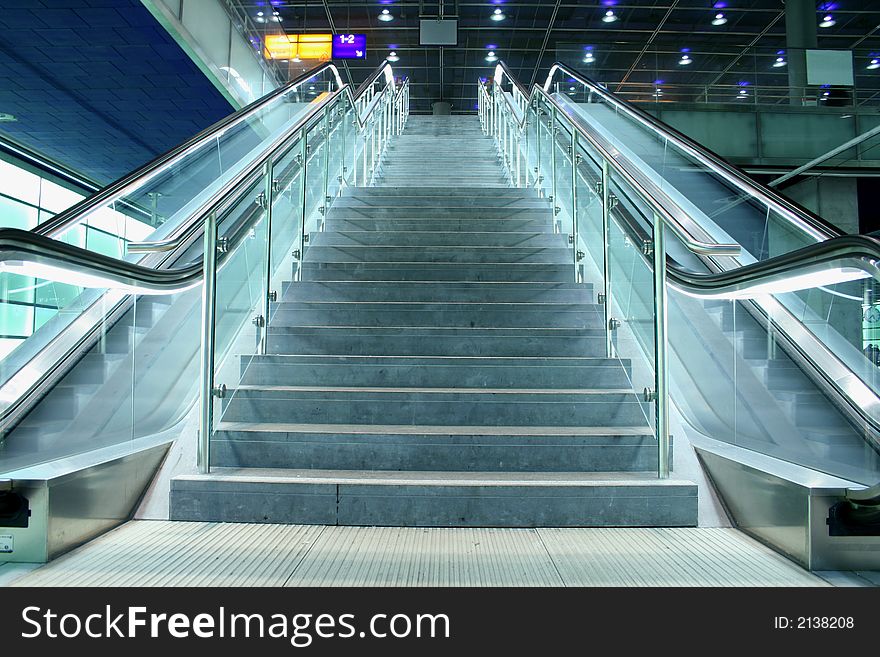Stairs climbing in a public transport area