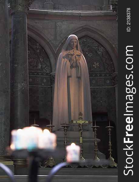 Virgin Mary Statue in Church w