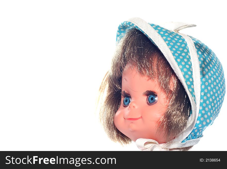 Picture of a typical 70´s doll (made in Greece). Isolated on white (real white). Picture of a typical 70´s doll (made in Greece). Isolated on white (real white)
