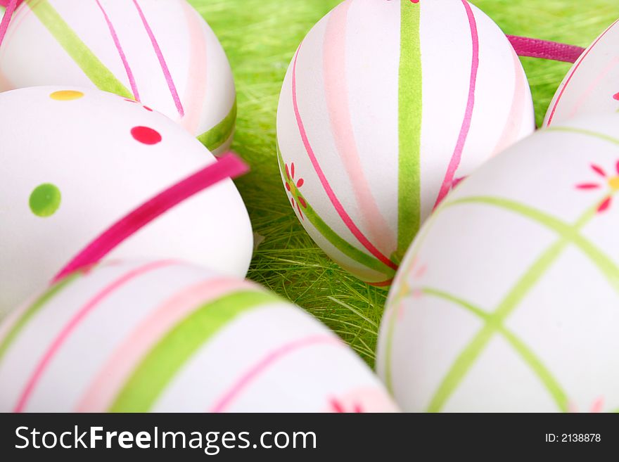 Closeup Of Several Easter Eggs