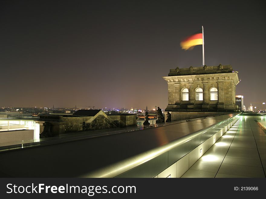 Reichstag tower at night, berlin, germany