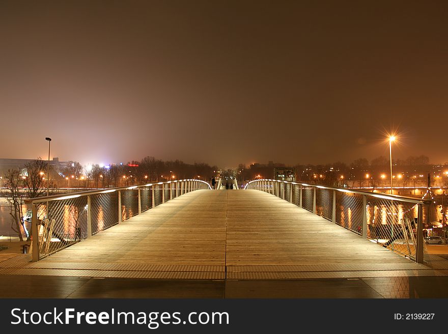 Simon de beauvoir footbridge at night, paris, france