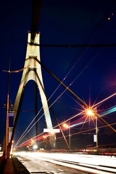 City Car Bridge At Night Stock Image City Car Bridge At Night Stock Image