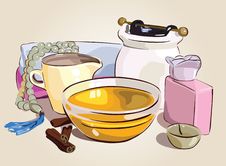 Spa. Honey And Candles Royalty Free Stock Photography Spa. Honey And Candles Royalty Free Stock Photography