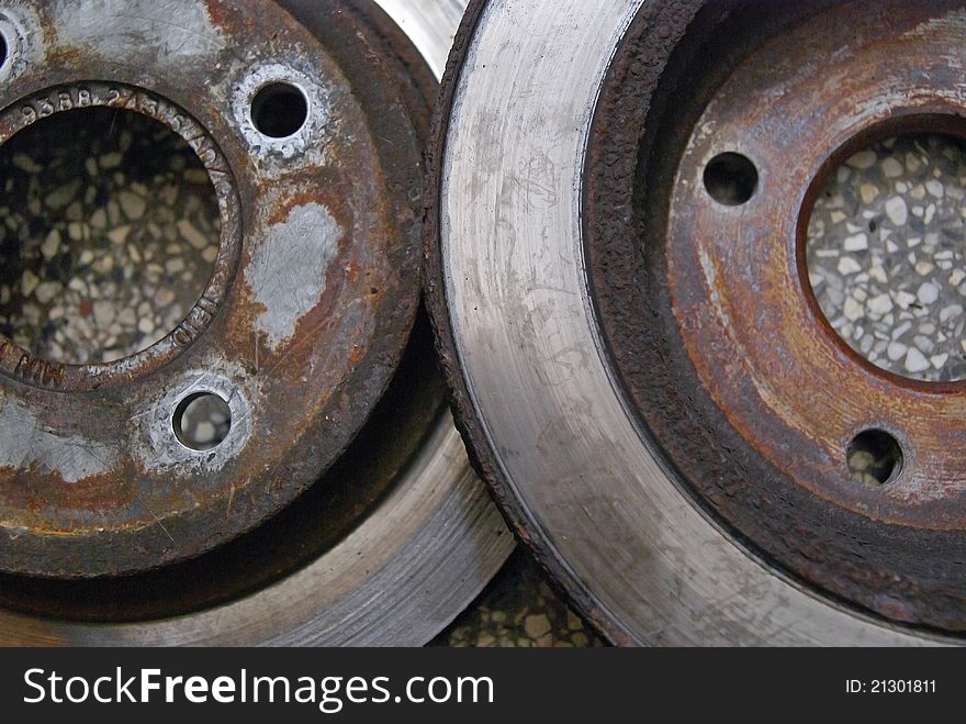 Old brake disc of carÂ´s wheel. Old brake disc of carÂ´s wheel