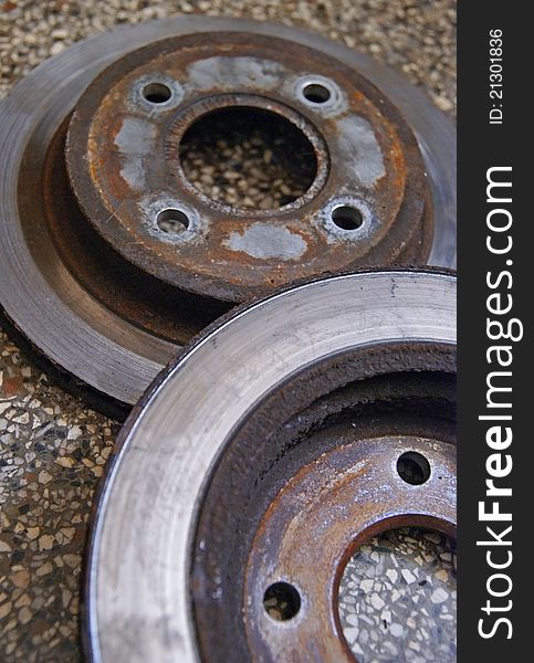 Old brake disc of carÂ´s wheel. Old brake disc of carÂ´s wheel