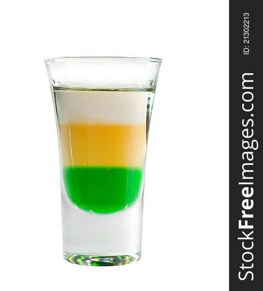 Cocktail   closeup isolated on white background.