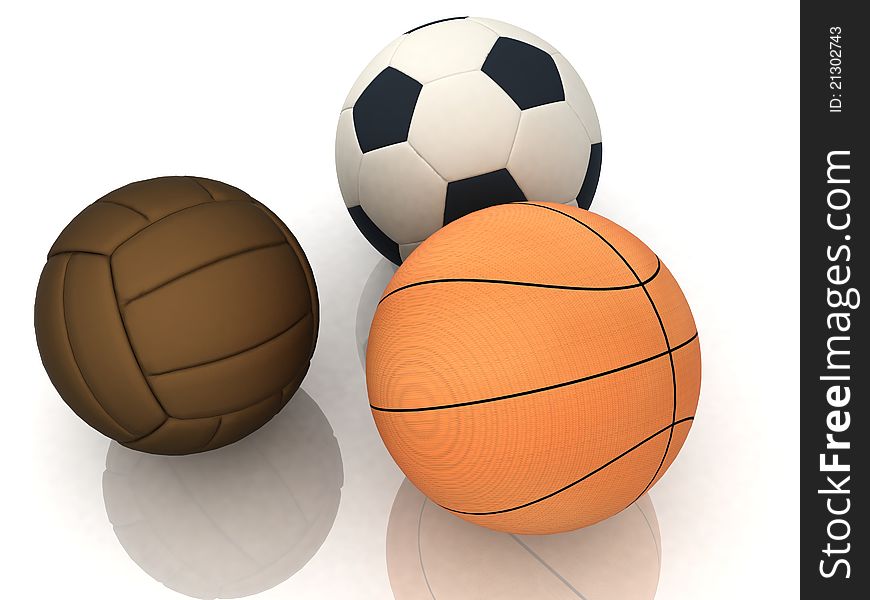 Sport balls is a 3d render illustration