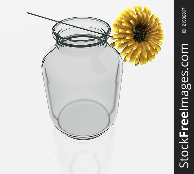 Jar With A Gerber Flower