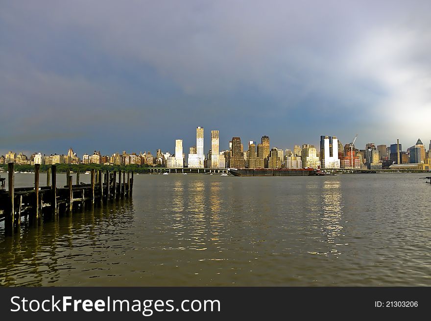 Pier on River Hudson New York. Pier on River Hudson New York