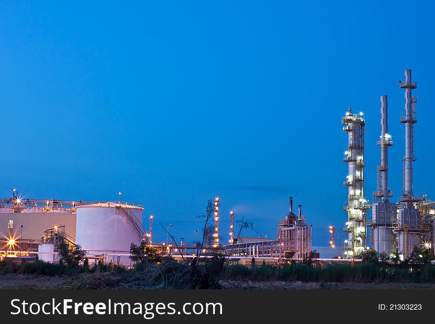 Petrochemical plant blue sky background