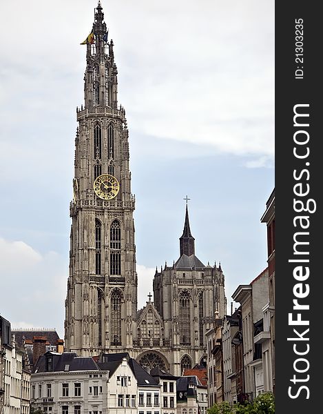 Ancient Belfry in the city of Antwerp , Belgium. Ancient Belfry in the city of Antwerp , Belgium