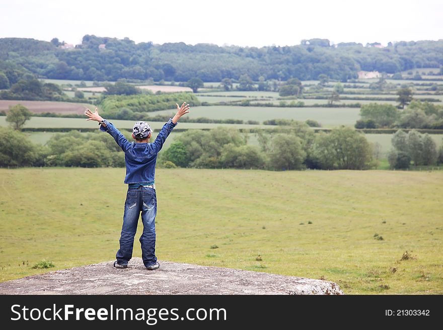 Boy at classic middle England landscape. Boy at classic middle England landscape
