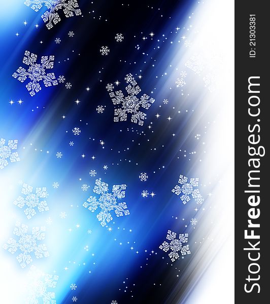 Modern winter blue background with white snowflakes. Modern winter blue background with white snowflakes