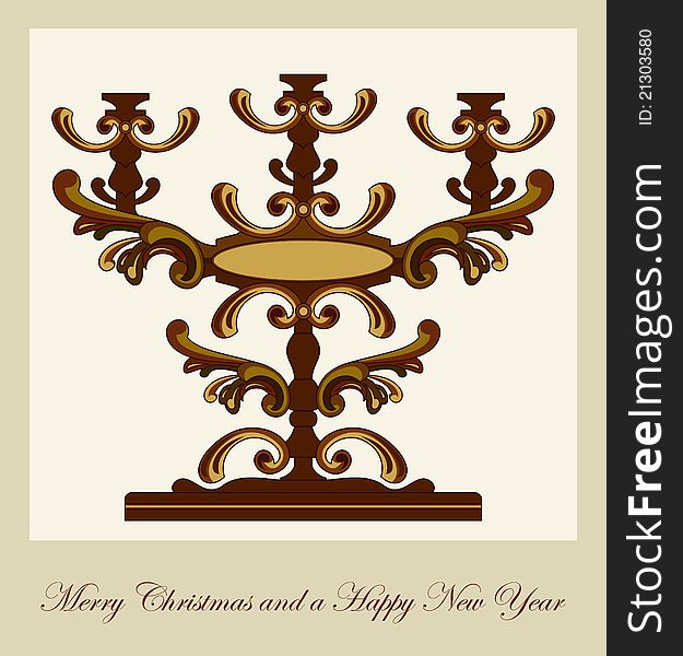 Christmas greeting card with candle holder