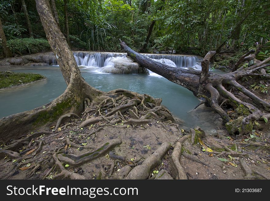 Waterfall in Kanchanaburi, Thailand, long exposure