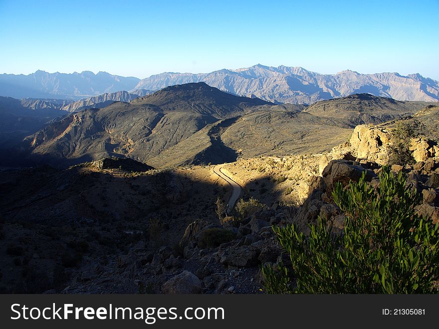 Mountain landscape in Oman, Middle East