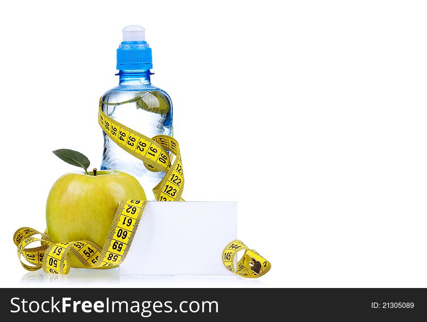 Bottled water for healthy life over a white background