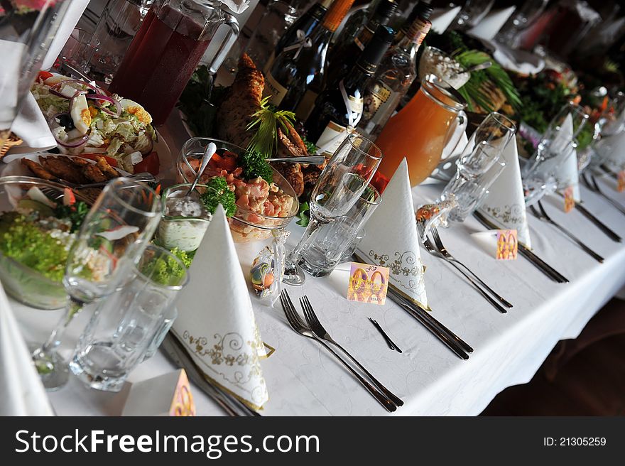 Table with food and drink