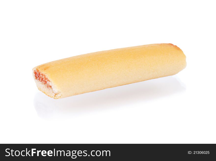 Close up of delicious cookies over white background